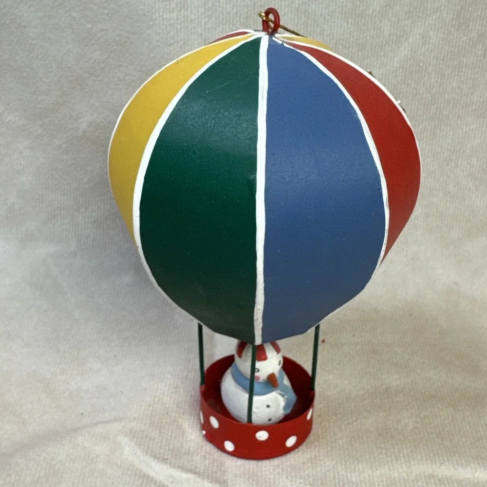 Crate And Barrel Hot Air‎ Balloon Christmas Ornament Snowman